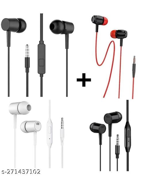Wired Earphones (Multicolor, Pack of 4)