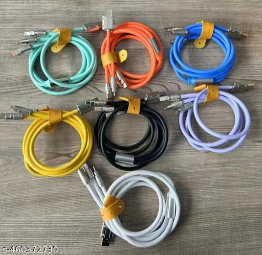 3 In 1 Mobile Data Cable (Multicolor, Pack of 7)