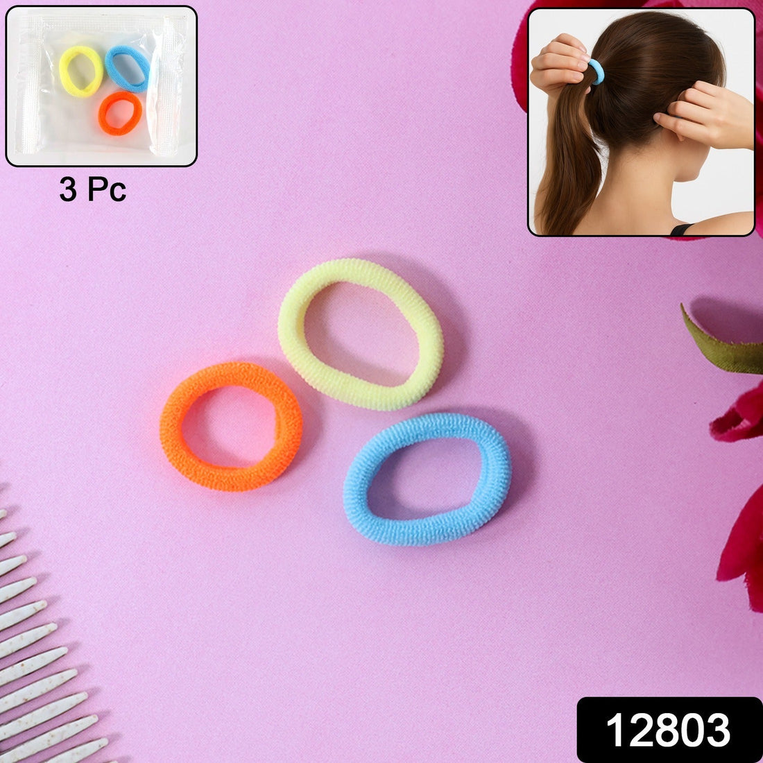 Seamless Soft Hair Elastics - (3 Pc / Set)