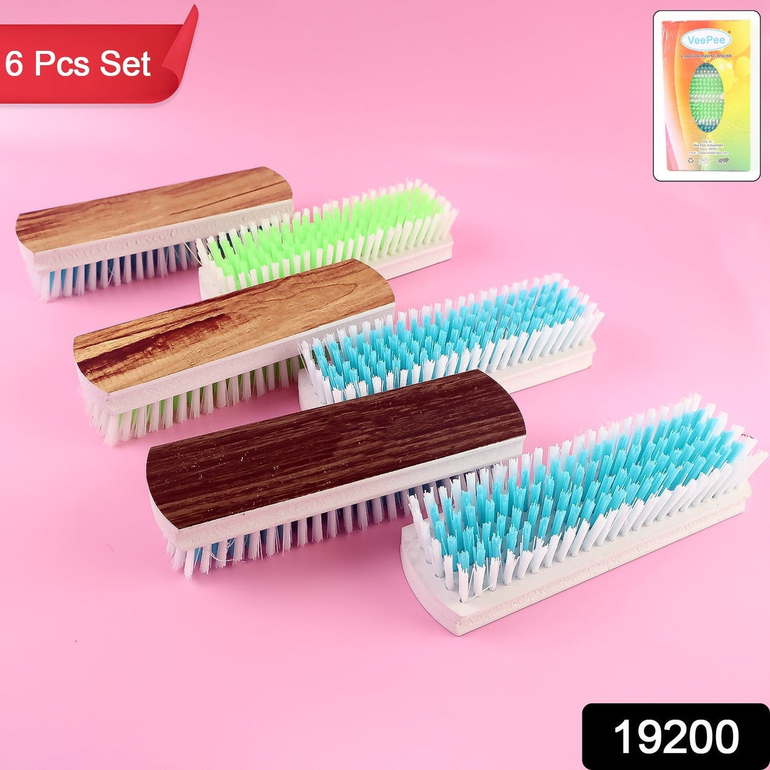 VeePee 6-Piece Cloth Washing and Cleaning Scrub Brush Set