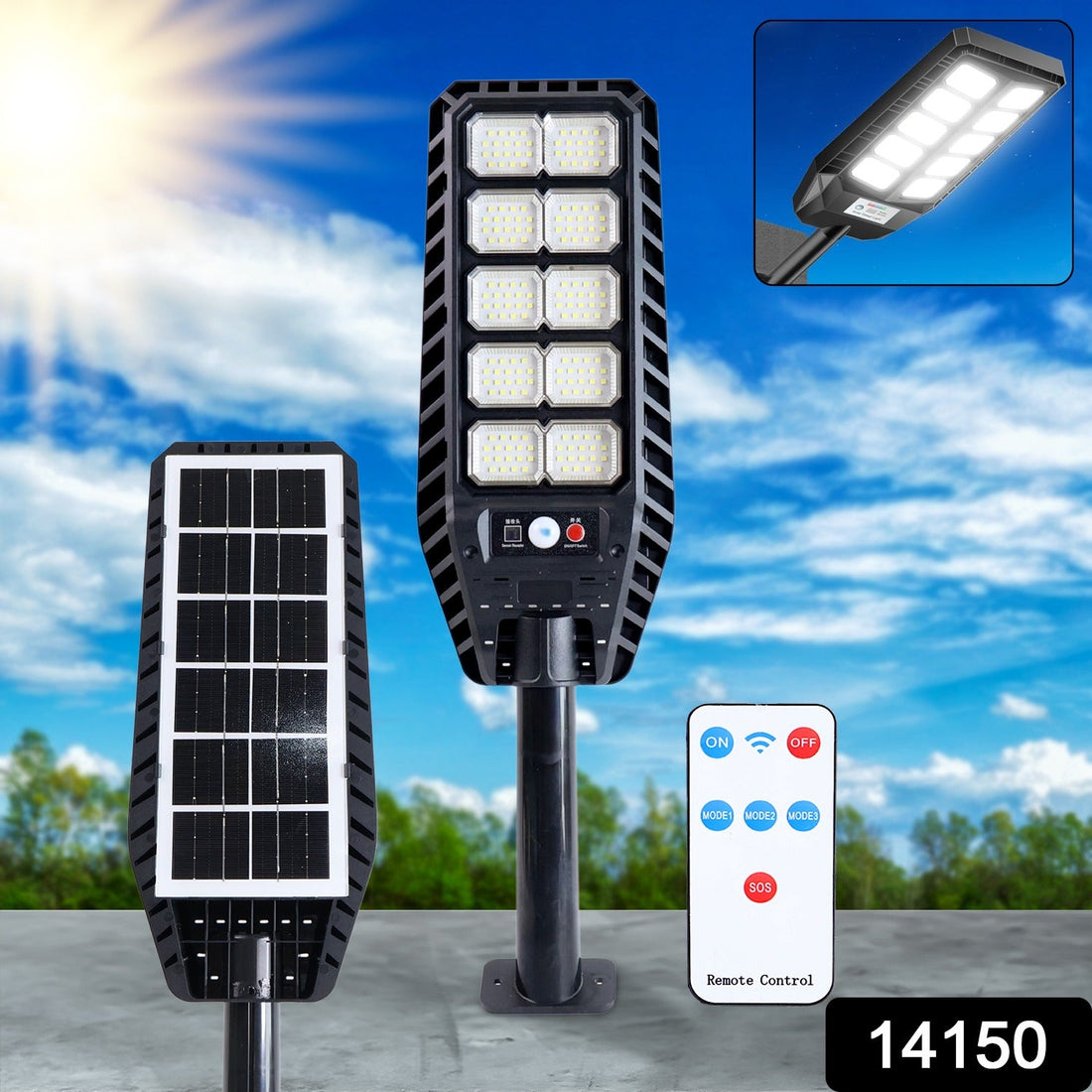 High-Powered Solar LED Street Light with Motion Sensor & Remote Control
