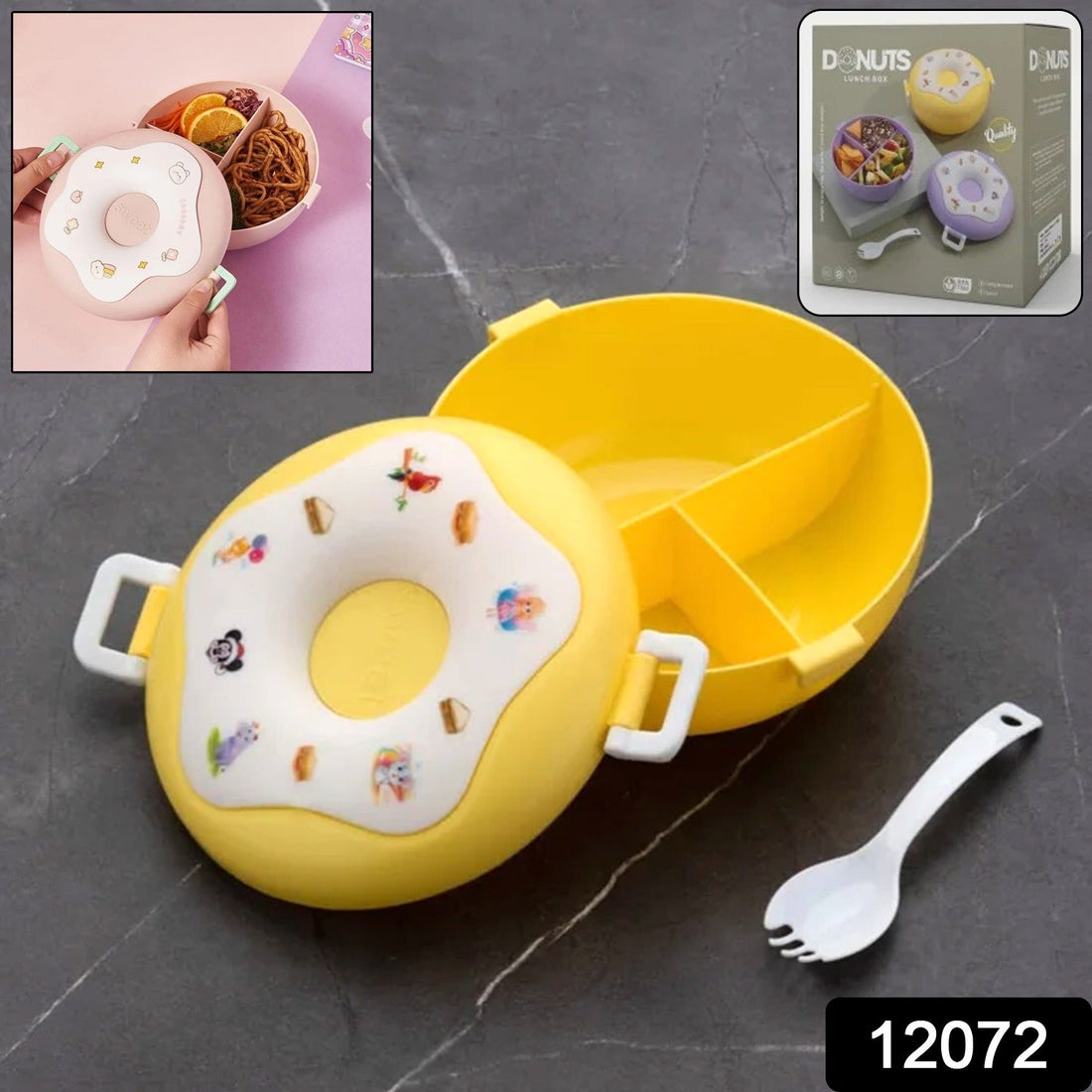 3-Section Insulated Lunch Box in Donut Shape