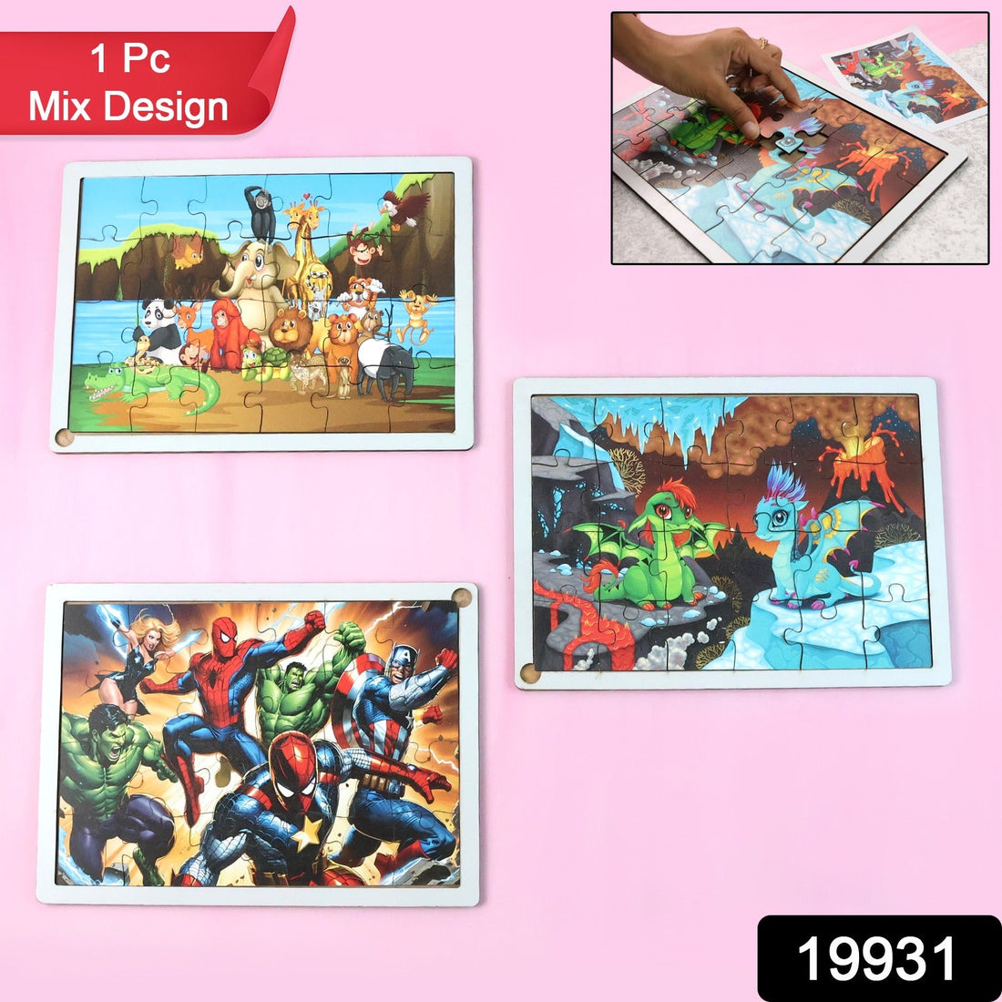 Educational Wooden Jigsaw Puzzle Board - (Mix Design / 1 Pc)