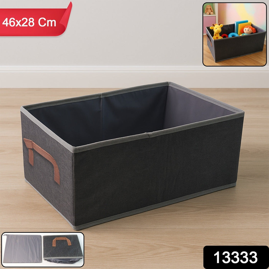 Foldable Rectangular Storage Box with Handle (46x28 cm / 1 Pc)