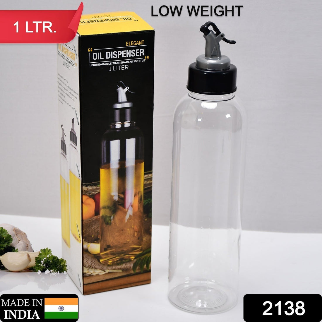 Oil dispenser with lid, 1 liter, drip-free spout