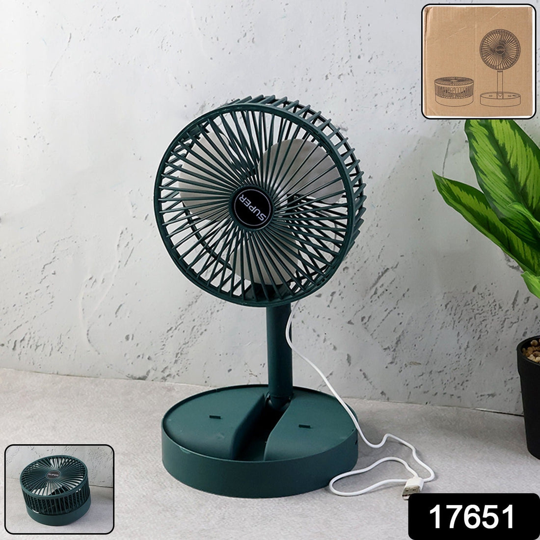 Foldable Mini Desk Fan with Adjustable Height and Angle (1 Pc)