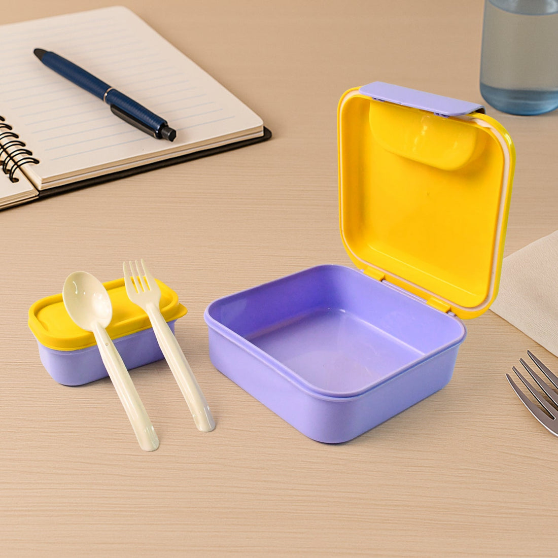 Kids Lunch Box Set with Small Inner Container, Spoon & Fork (1 Pc)