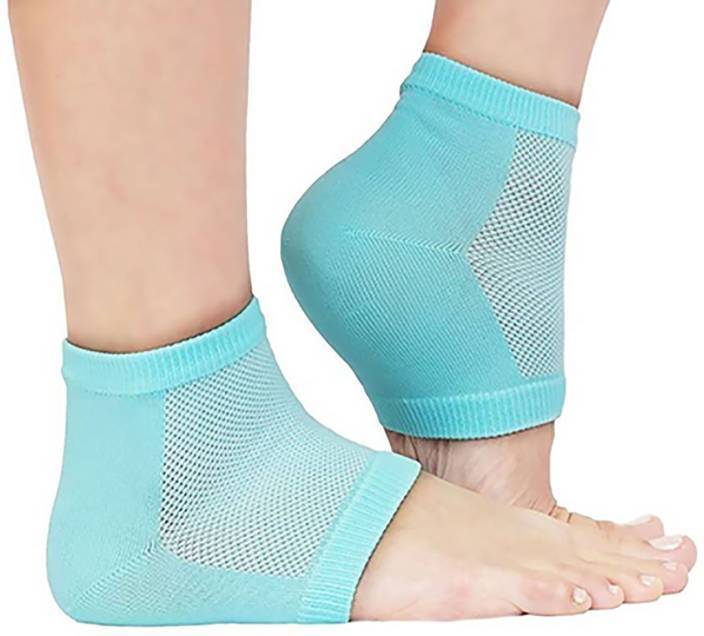 Gel heel socks for cushioning and support.