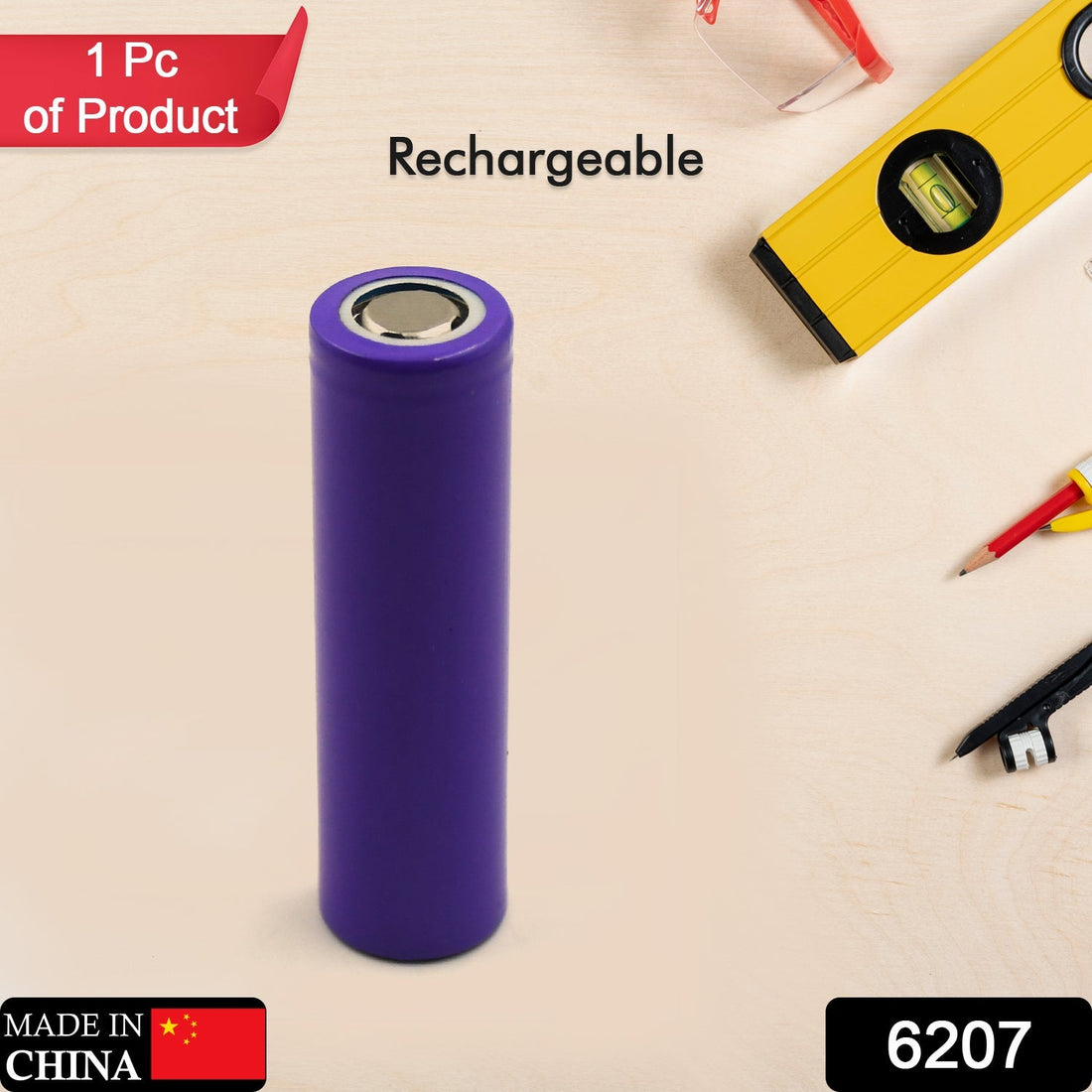Flat-top lithium battery, 1200mAh, 3.7V, for high-capacity use.