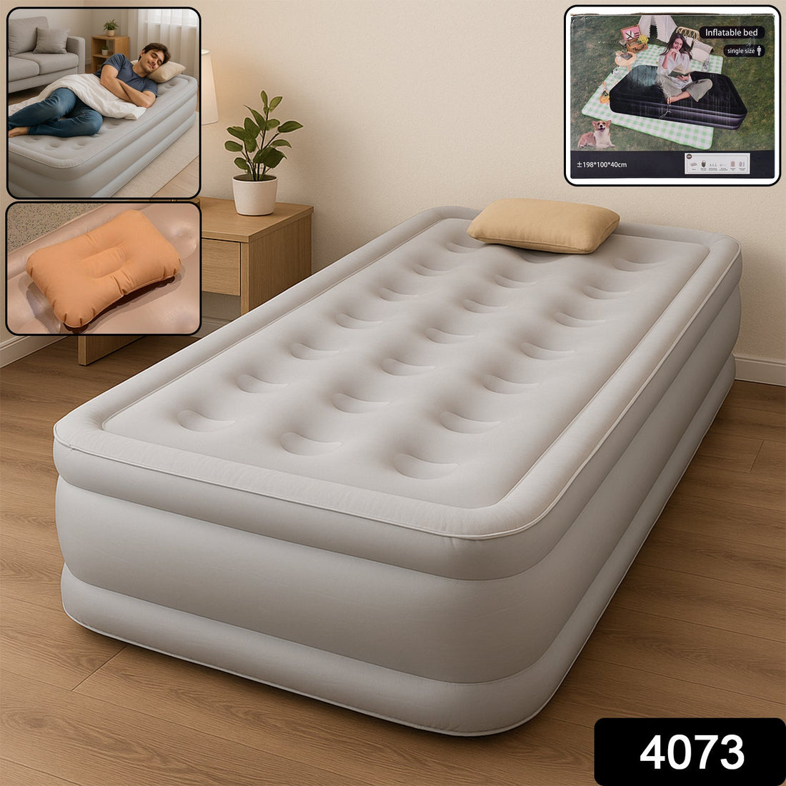 Portable Inflatable Bed Folding Lazy Bed (190x100x40 Cm / 1 Pc)