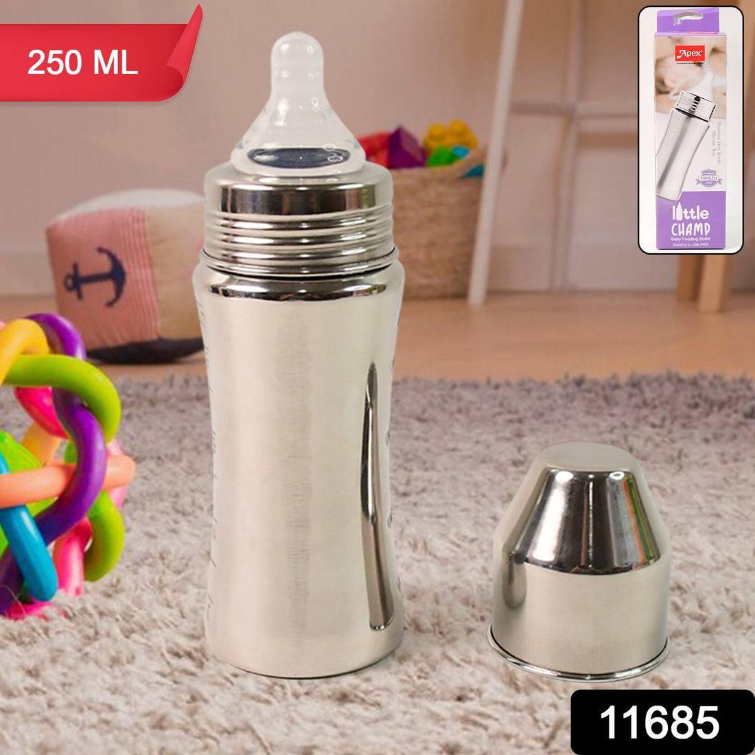 Apex Stainless Steel Little Champ Baby Feeding Bottle  (250 ml)