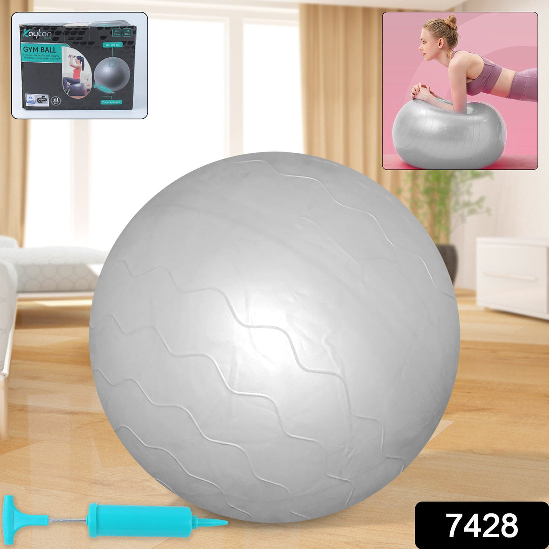 Heavy Duty Gym Ball Non-Slip Stability Ball with Foot Pump for Total Body Fitness