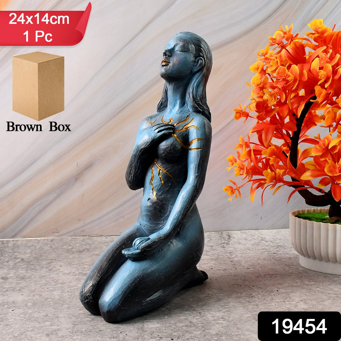 Elegant Resin Kneeling Woman Decorative Statue