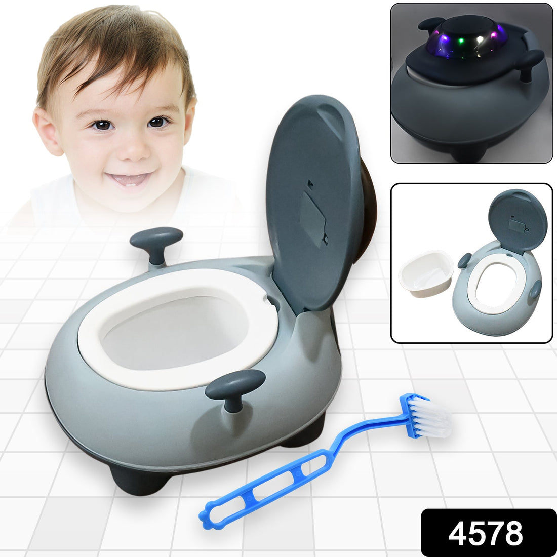 Portable baby potty chair with lights and music