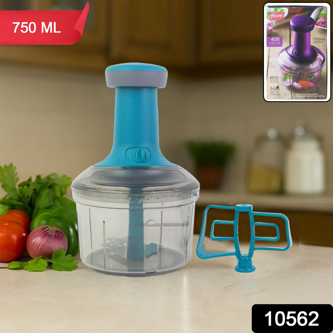 Supermom Premium Manual Push Chopper and Vegetable Cutter (750ml / 1 Pc)
