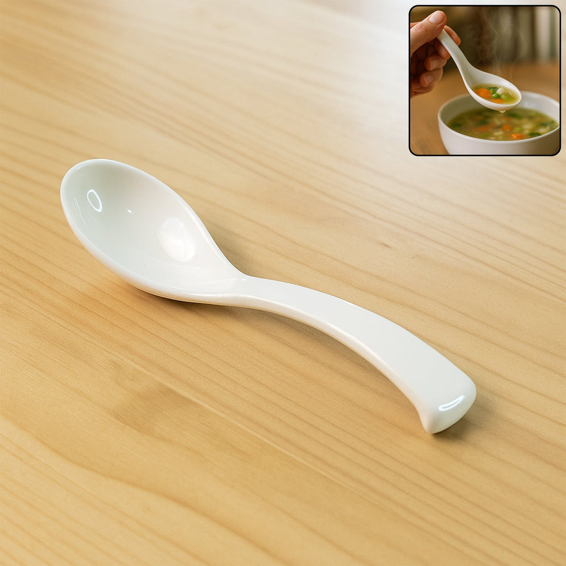 Plastic Soup Spoon – Deep Bowl (1 Pc / White)